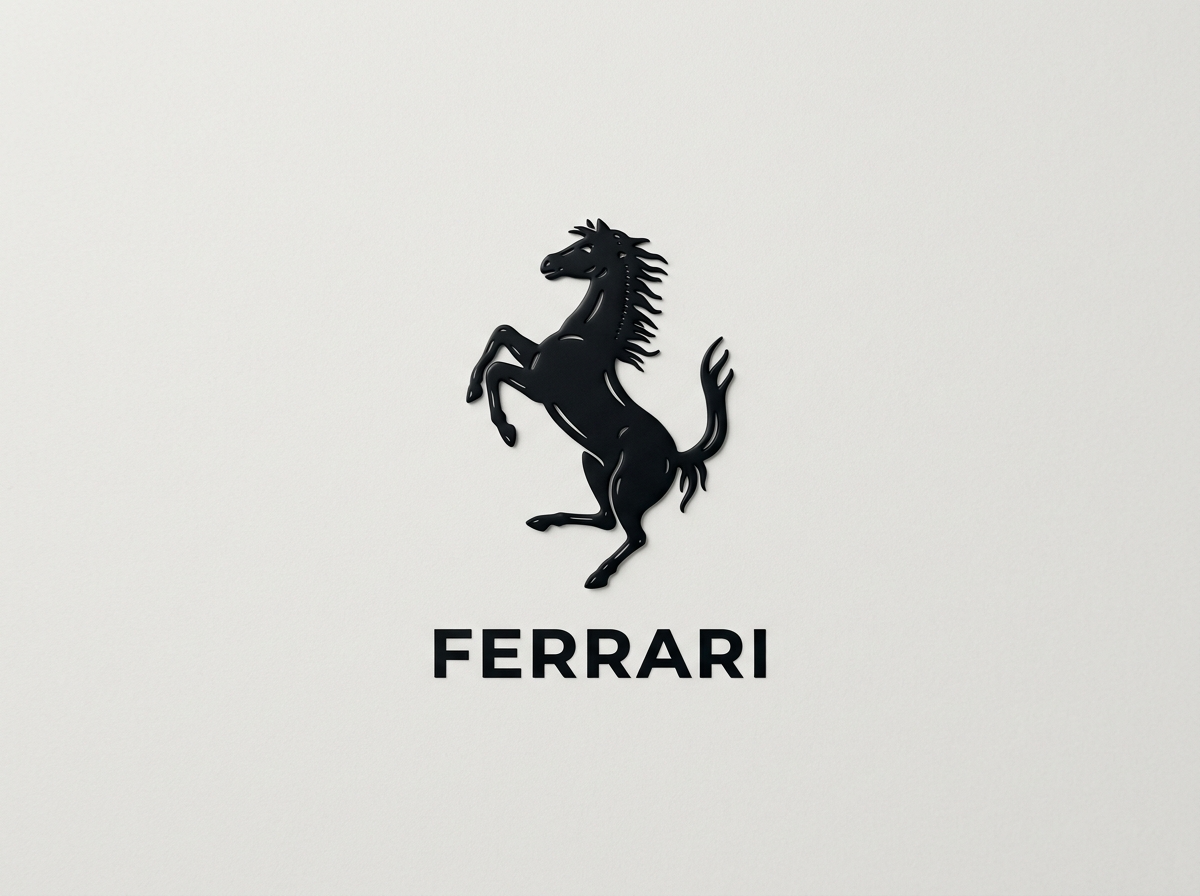 Ferrari prancing horse logo black