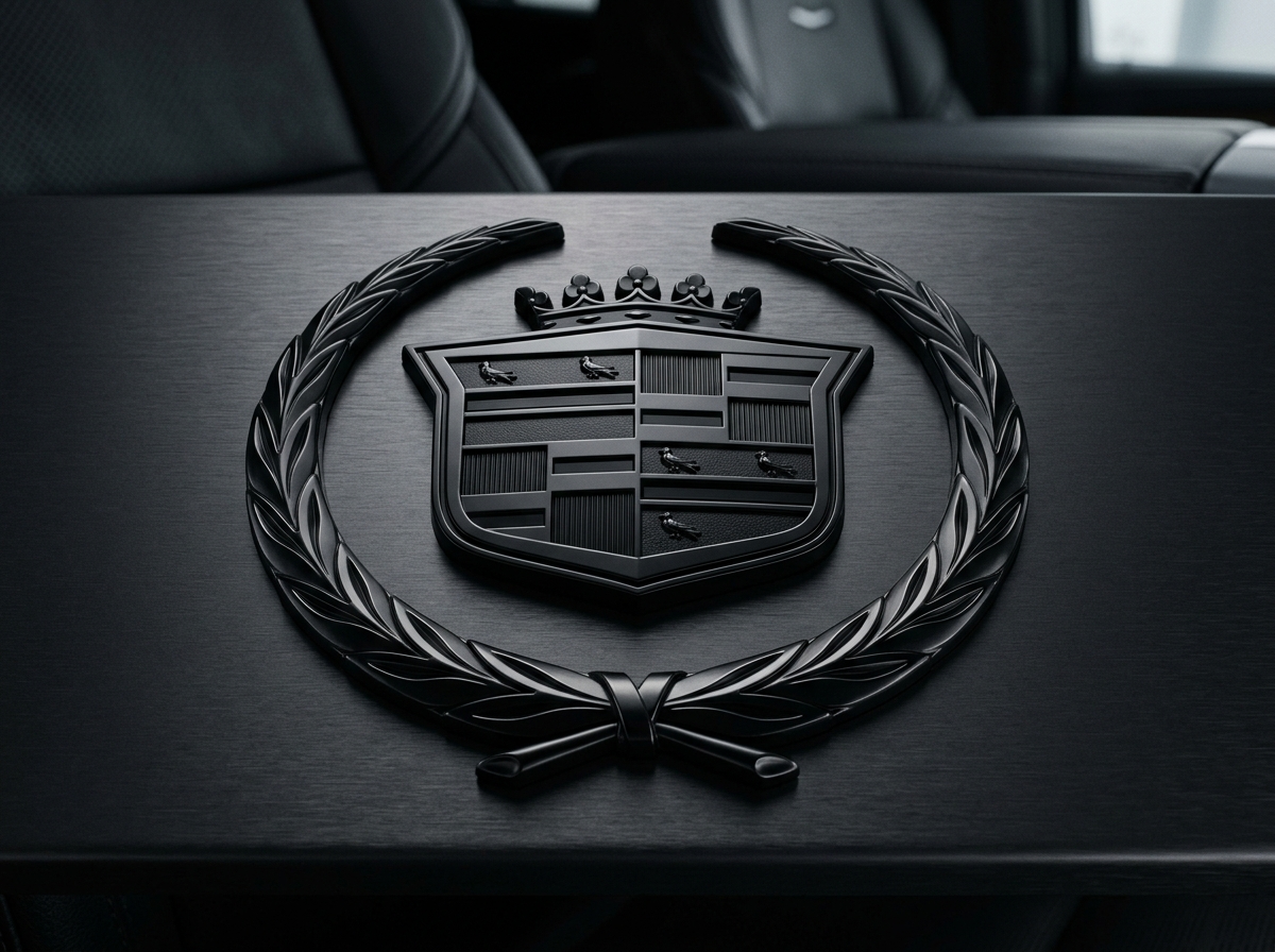 Cadillac crest wreath logo black